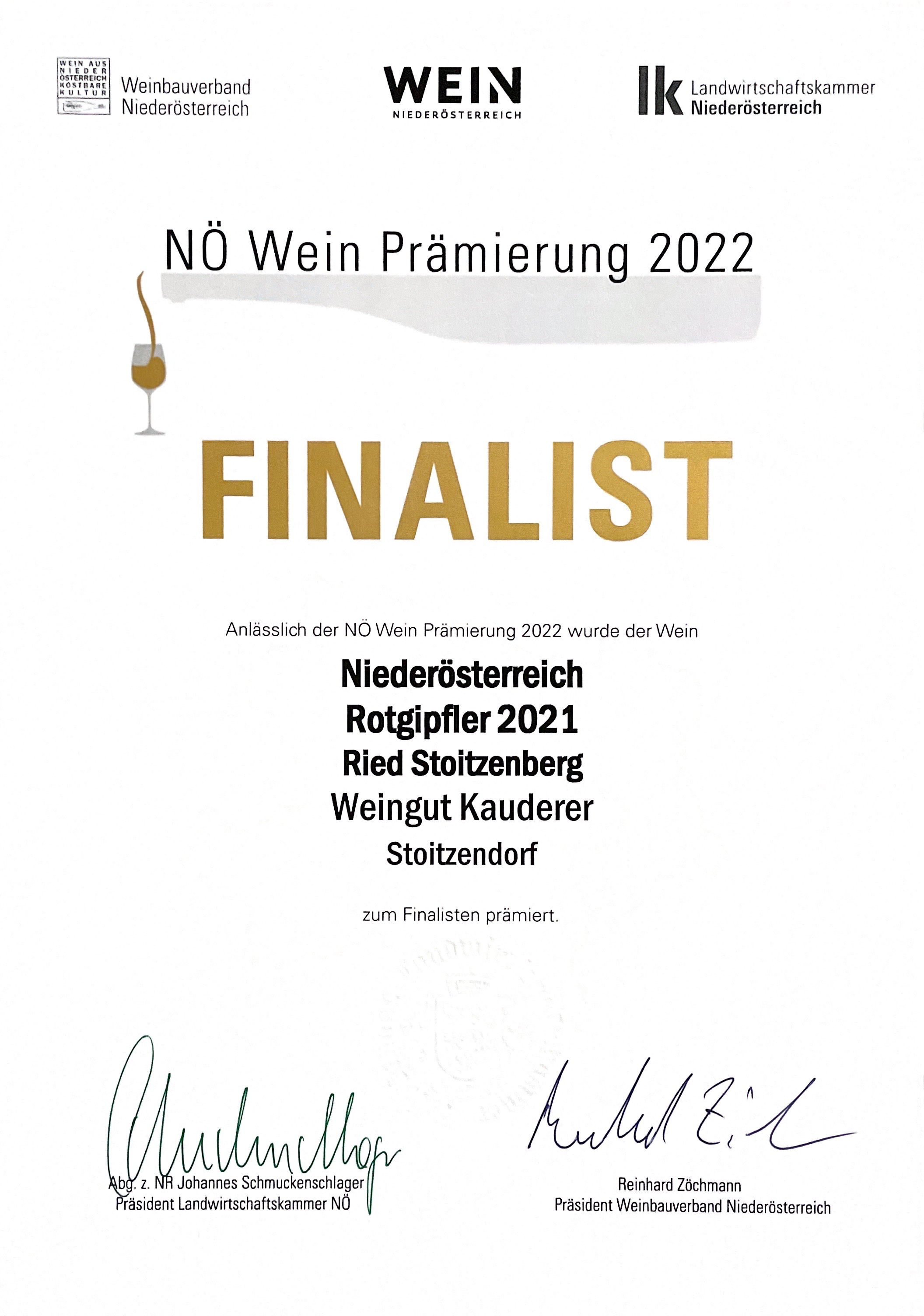 NÖ Wein Prämierung 2022